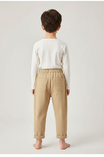 Pantalon Chinois Beige Ample Coton Décontracté Enfant - Gabardine - vue 2