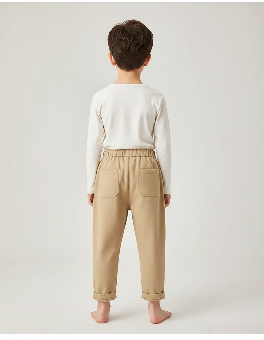 Pantalon Chinois Beige Ample Coton Décontracté Enfant - Gabardine - vue 2