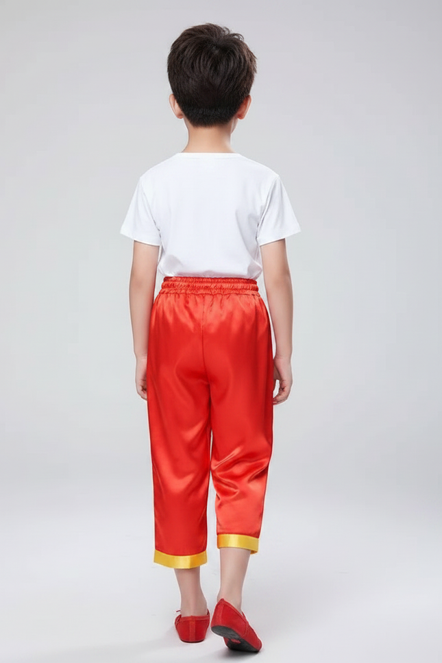 Pantalon Chinois Rouge Satiné Ample Traditionnel Enfant - vue 2