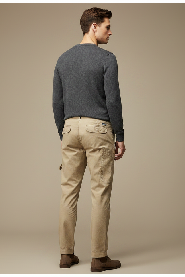 Pantalon Chinois Beige Cargo Coton Décontracté Homme - vue 2