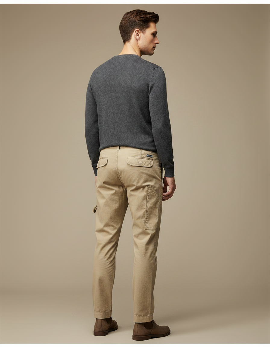 Pantalon Chinois Beige Cargo Coton Décontracté Homme - vue 2