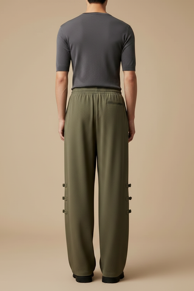 Pantalon Chinois Kaki Ample Tassels Décontracté Homme - Maille - vue 2