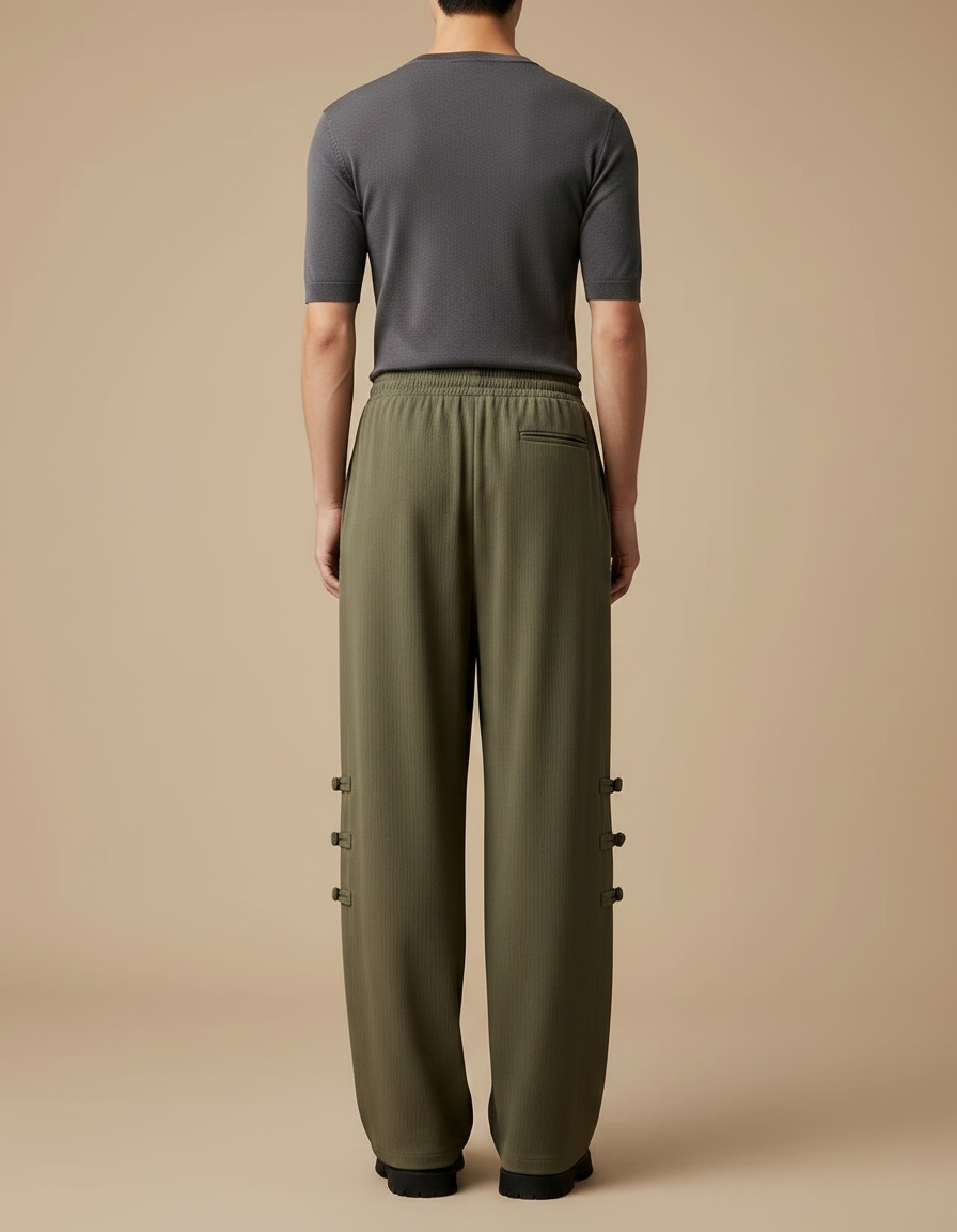 Pantalon Chinois Kaki Ample Tassels Décontracté Homme - Maille - vue 2