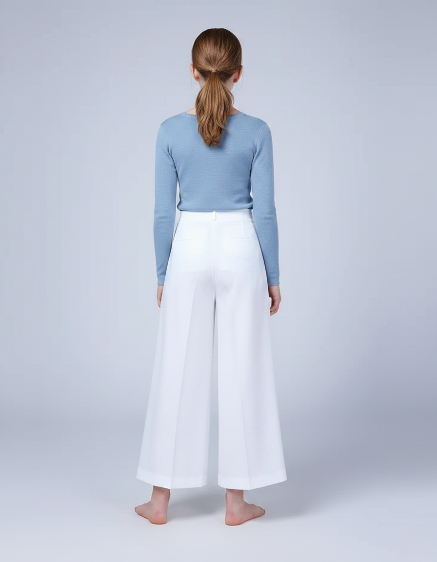 Pantalon Chinois Blanc Ample Plissé Enfant - Polyester - vue 2