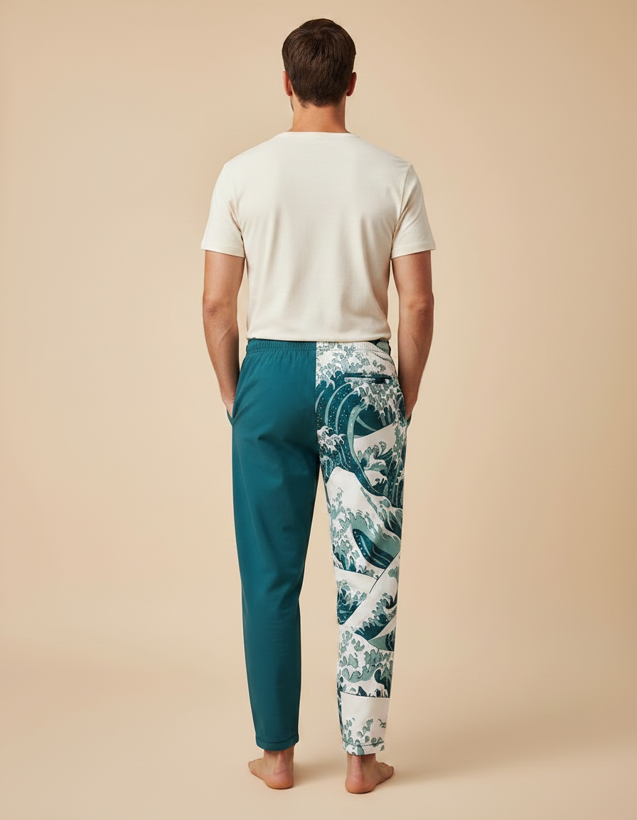 Pantalon Chinois Harem Vagues Bicolore Décontracté Homme - Imprimé Polyester - vue 2