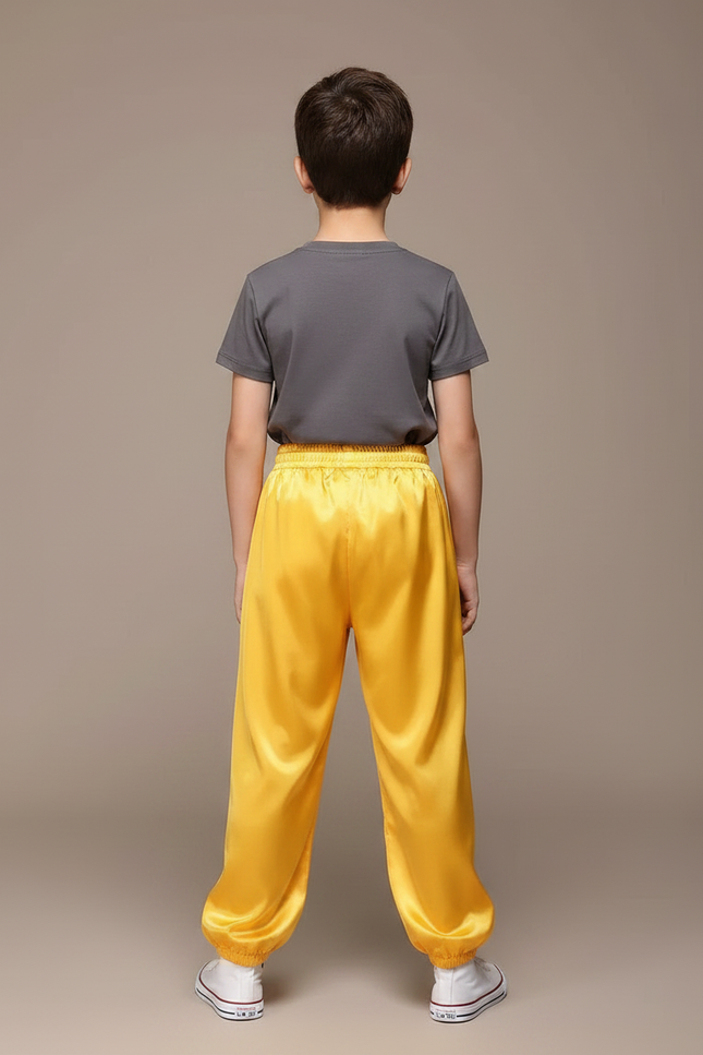 Pantalon Chinois Jaune Satiné Ample Élastique Enfant - vue 2