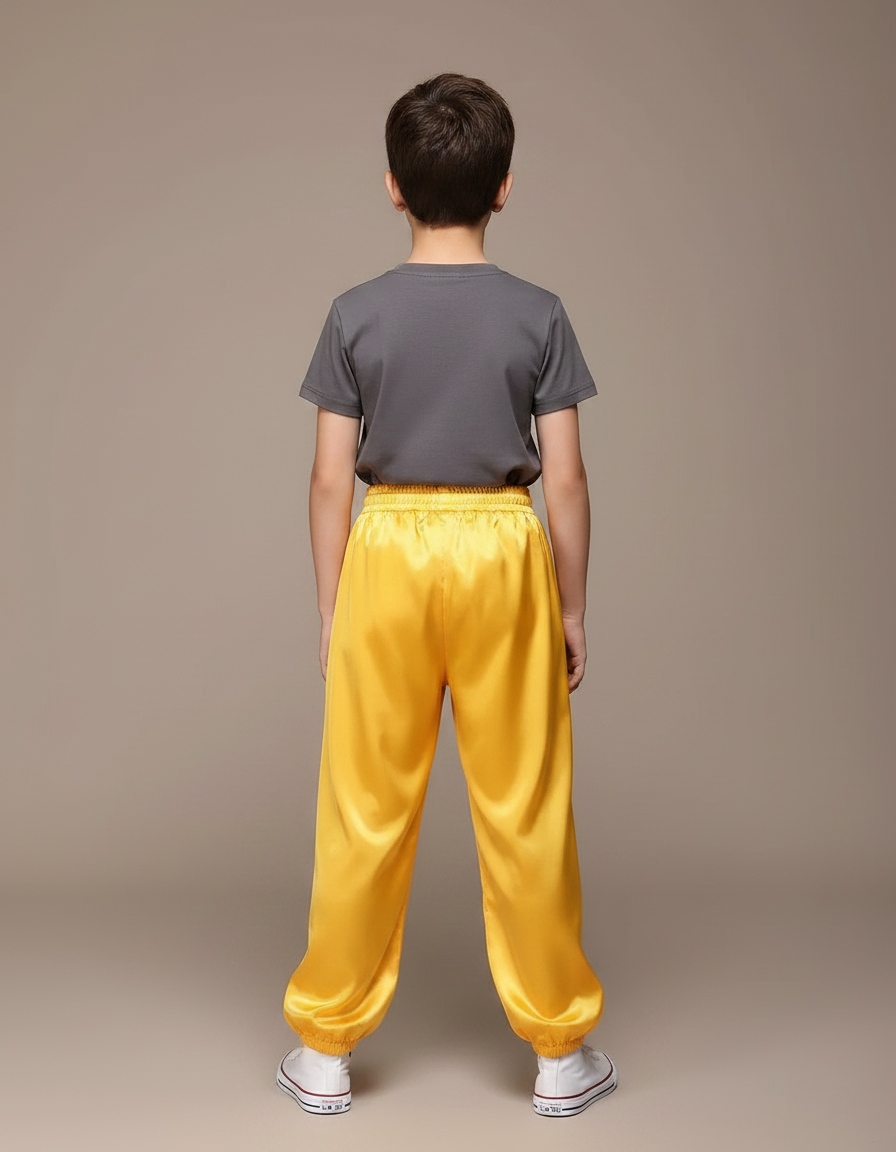 Pantalon Chinois Jaune Satiné Ample Élastique Enfant - vue 2