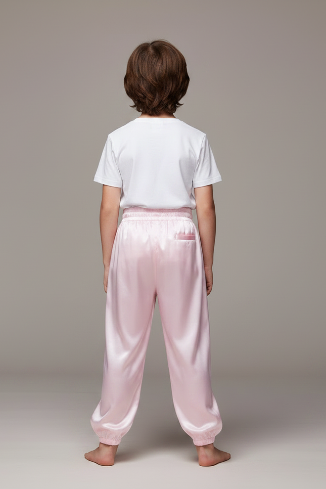 Pantalon Chinois Rose Satin Fluide Ample Enfant - vue 2