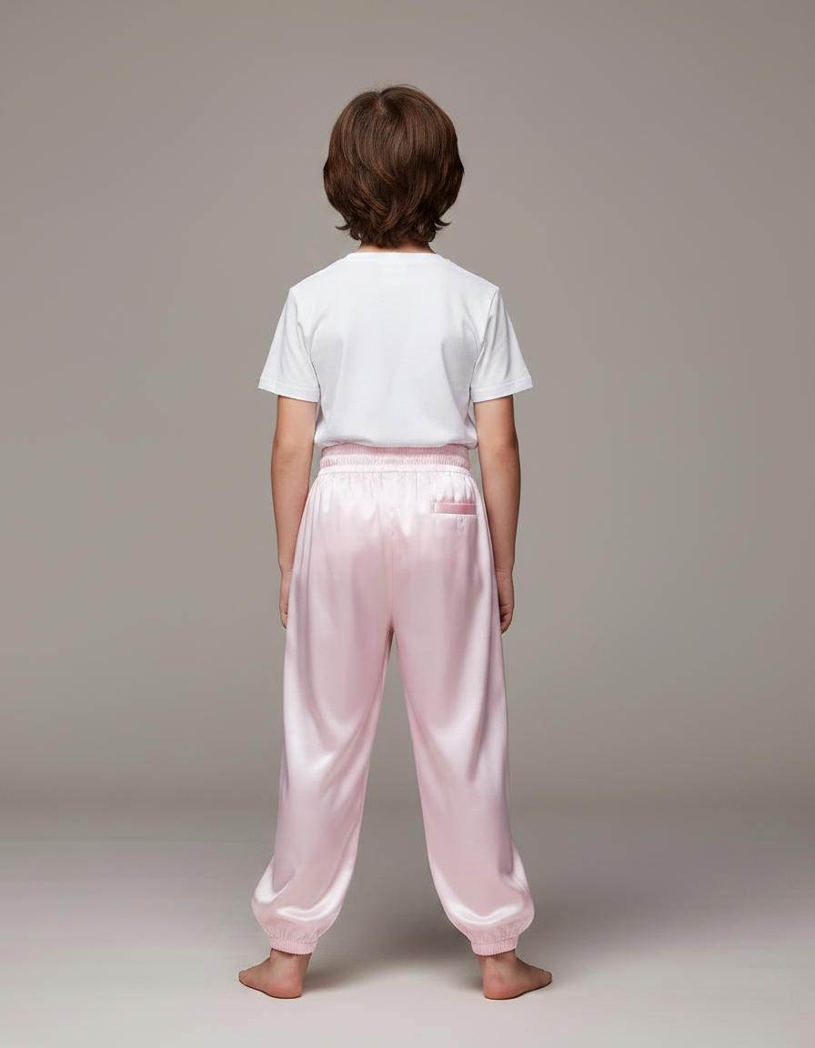 Pantalon Chinois Rose Satin Fluide Ample Enfant - vue 2