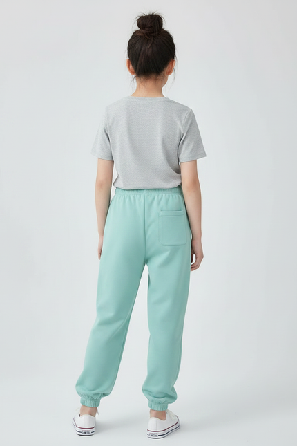 Pantalon Chinois Vert Menthe Ample Cordon Décontracté - Molleton - vue 2