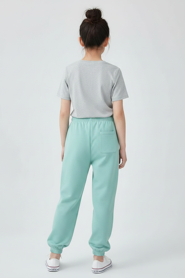 Pantalon Chinois Vert Menthe Ample Cordon Décontracté - Molleton - vue 2