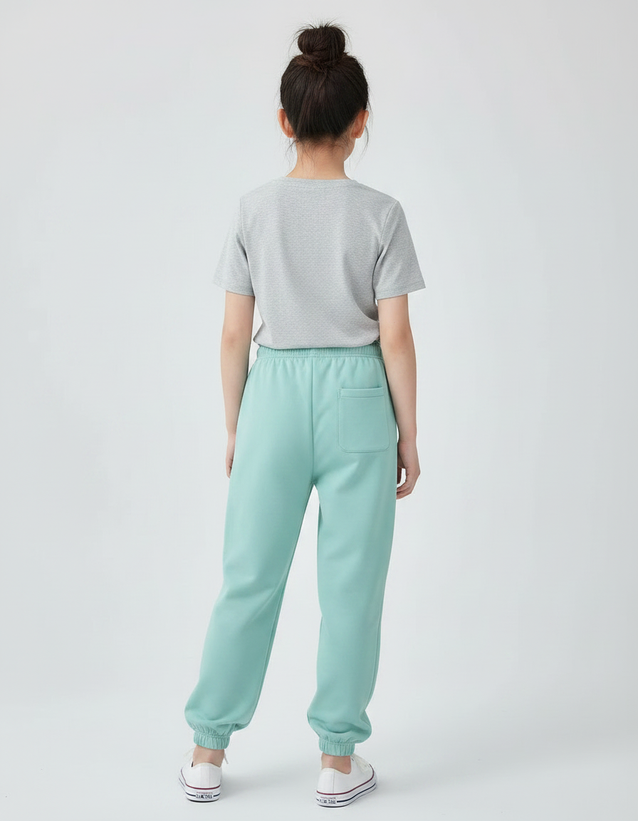 Pantalon Chinois Vert Menthe Ample Cordon Décontracté - Molleton - vue 2