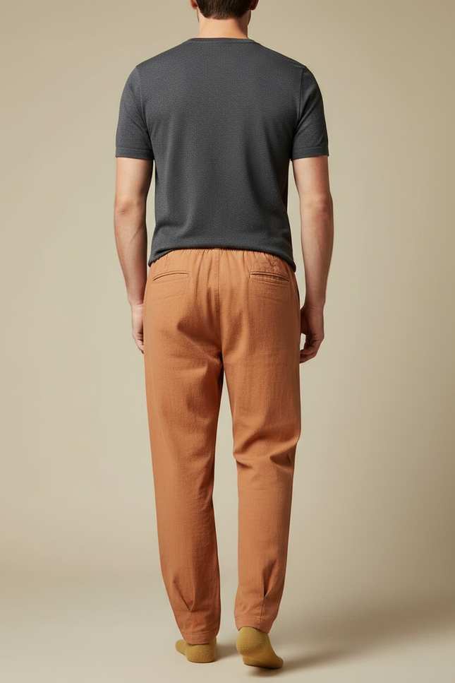 Pantalon Chinois Marron Ample Décontracté Homme Coton - vue 2