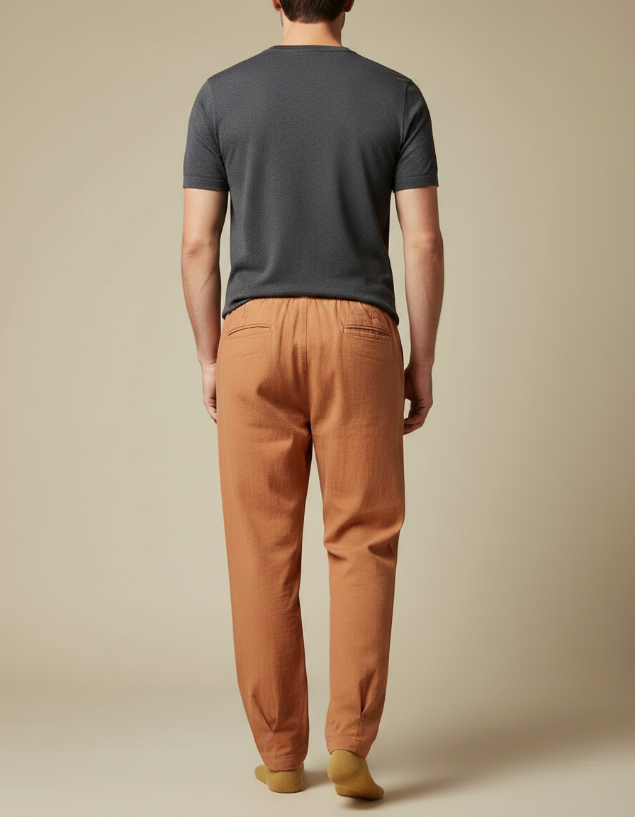 Pantalon Chinois Marron Ample Décontracté Homme Coton - vue 2