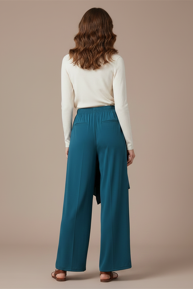 Pantalon Chinois Fluide Ample Moderne Danse Femme - Bleu Viscose - vue 2