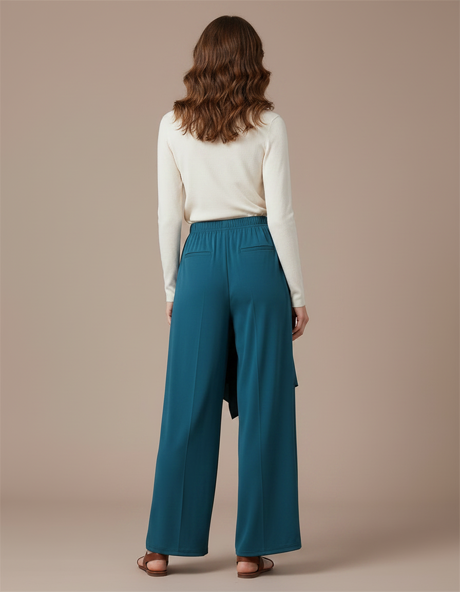 Pantalon Chinois Fluide Ample Moderne Danse Femme - Bleu Viscose - vue 2