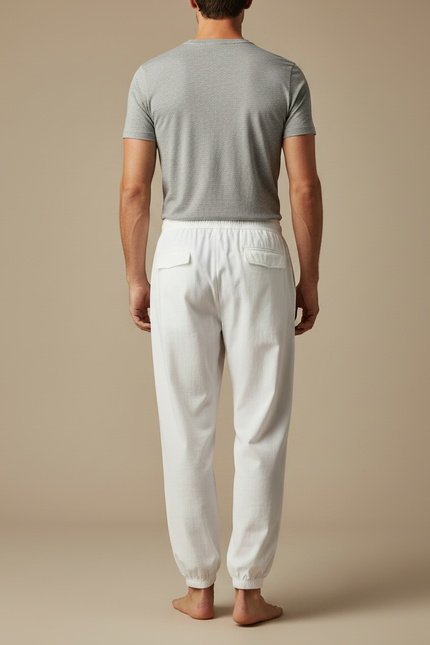Pantalon Chinois Blanc Ample Décontracté Coton Léger - vue 2