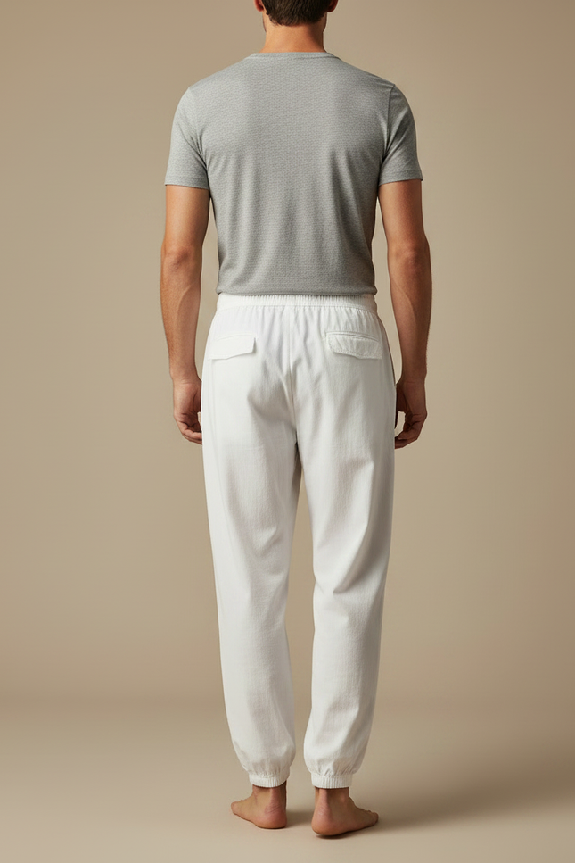 Pantalon Chinois Blanc Ample Décontracté Coton Léger - vue 2