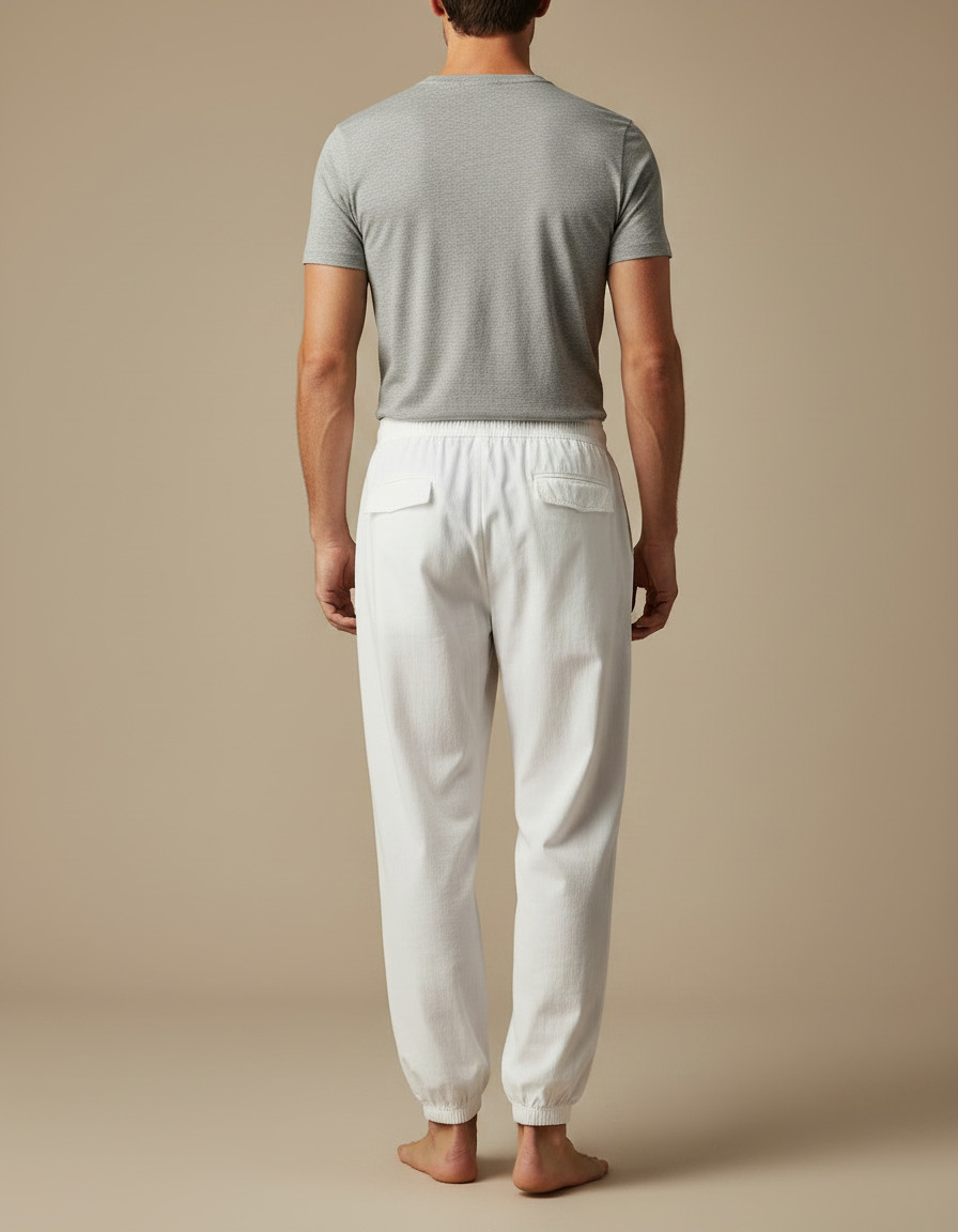 Pantalon Chinois Blanc Ample Décontracté Coton Léger - vue 2