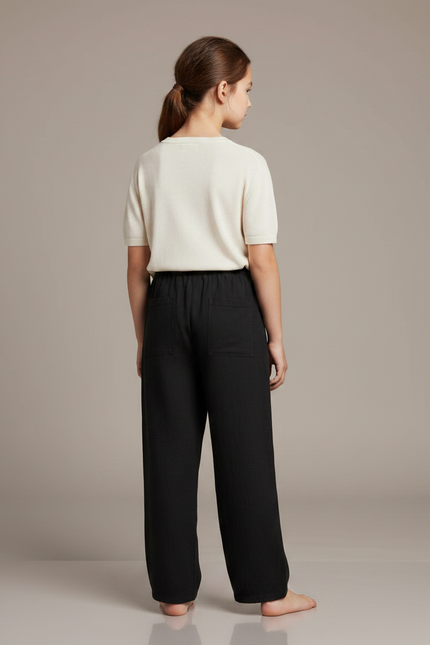 Pantalon Chinois Noir Ample Coton Fluide Casual - vue 2