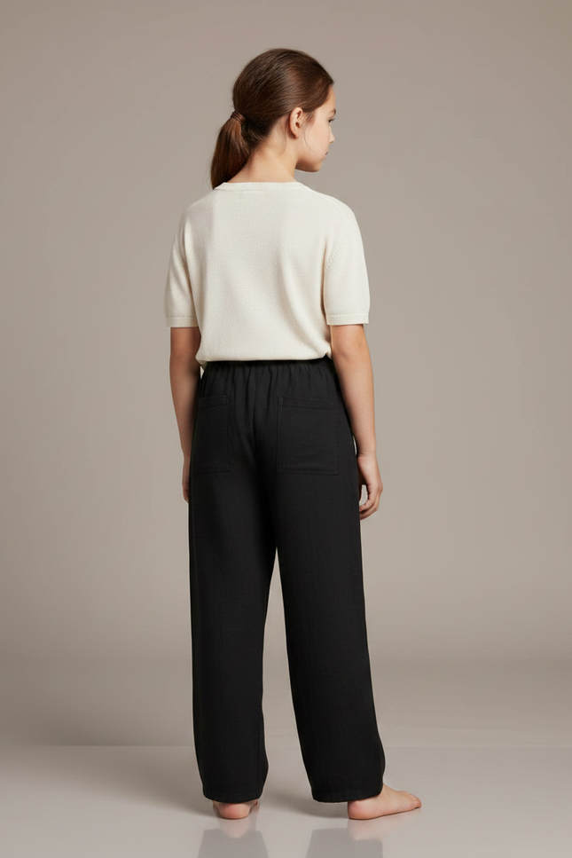 Pantalon Chinois Noir Ample Coton Fluide Casual - vue 2
