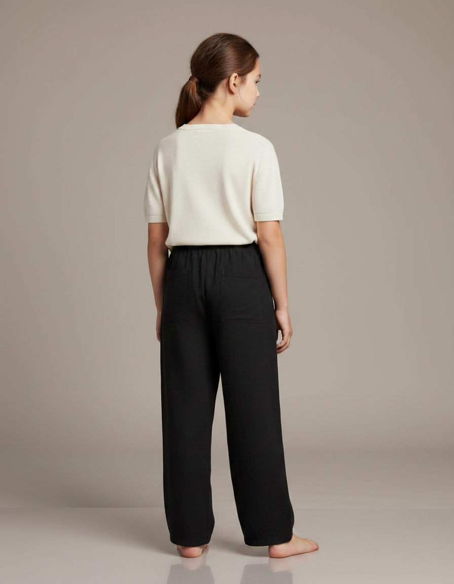 Pantalon Chinois Noir Ample Coton Fluide Casual - vue 2