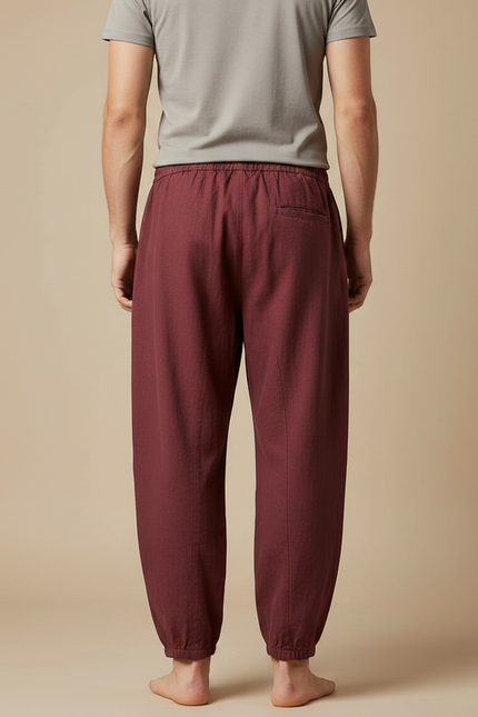 Pantalon Chinois Bordeaux Ample Coton Confortable Homme - vue 2