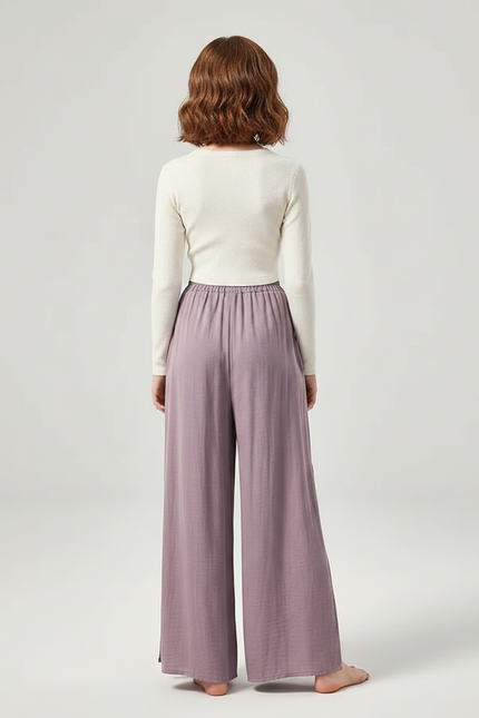 Pantalon Chinois Violet Ample Fluide Fendu Danse - Viscose - vue 2
