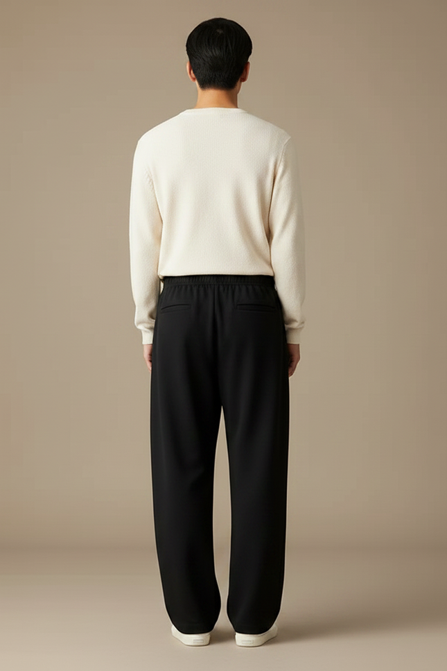 Pantalon Chinois Homme Noir Large - Molleton - vue 2
