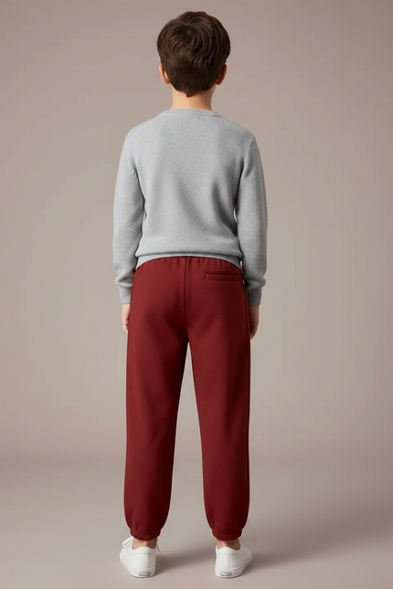 Pantalon Chinois Rouge Cordon Élastique Garçon Jogger - Bordeaux Polyester - vue 2