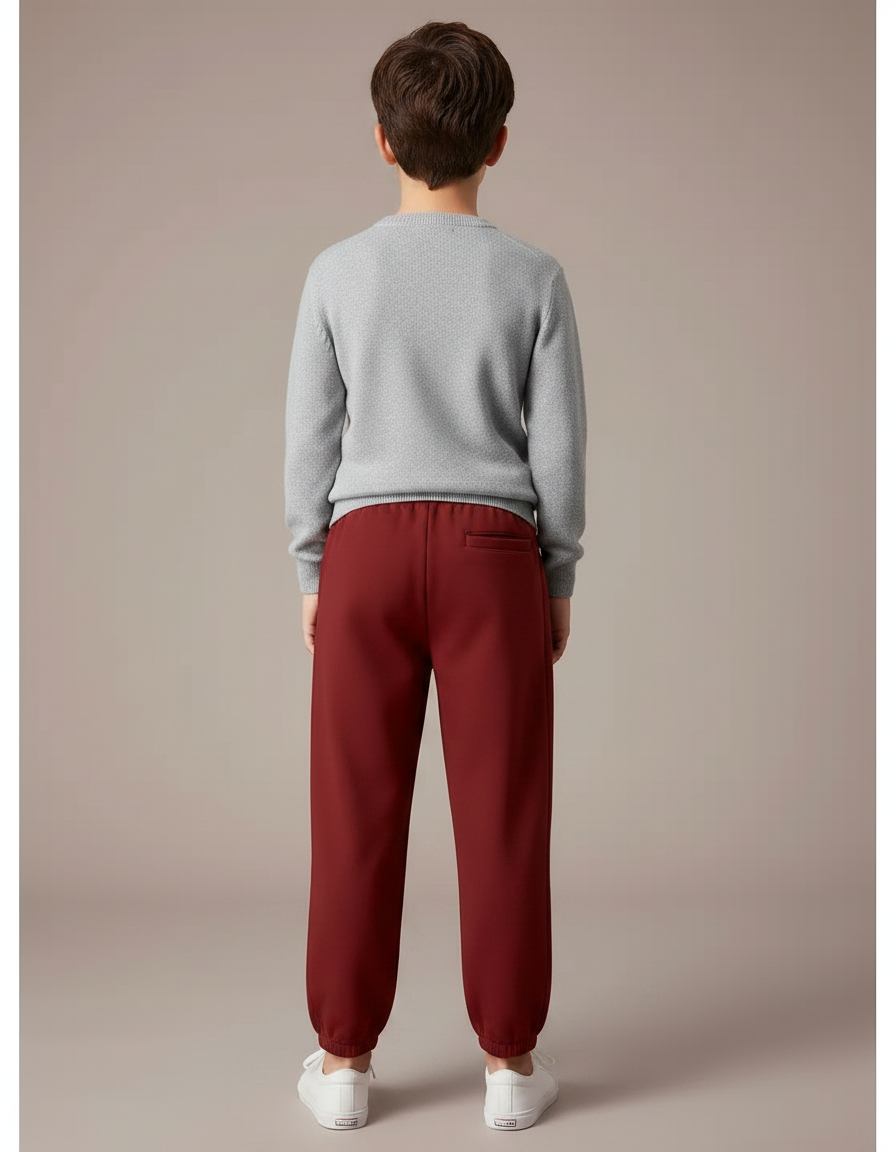 Pantalon Chinois Rouge Cordon Élastique Garçon Jogger - Bordeaux Polyester - vue 2