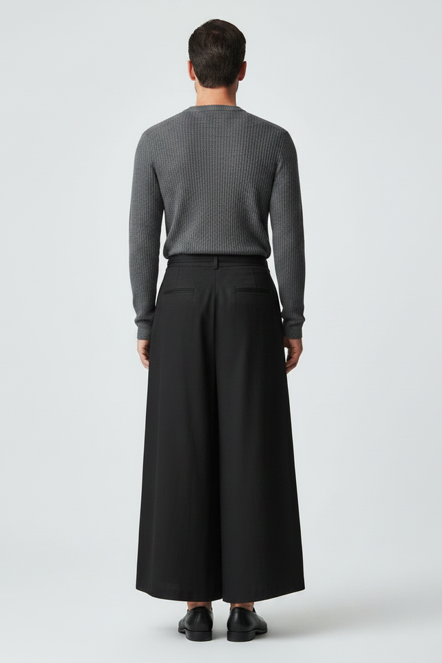 Pantalon Chinois Noir Brodé Floral Ample Ethnique - Viscose - vue 2