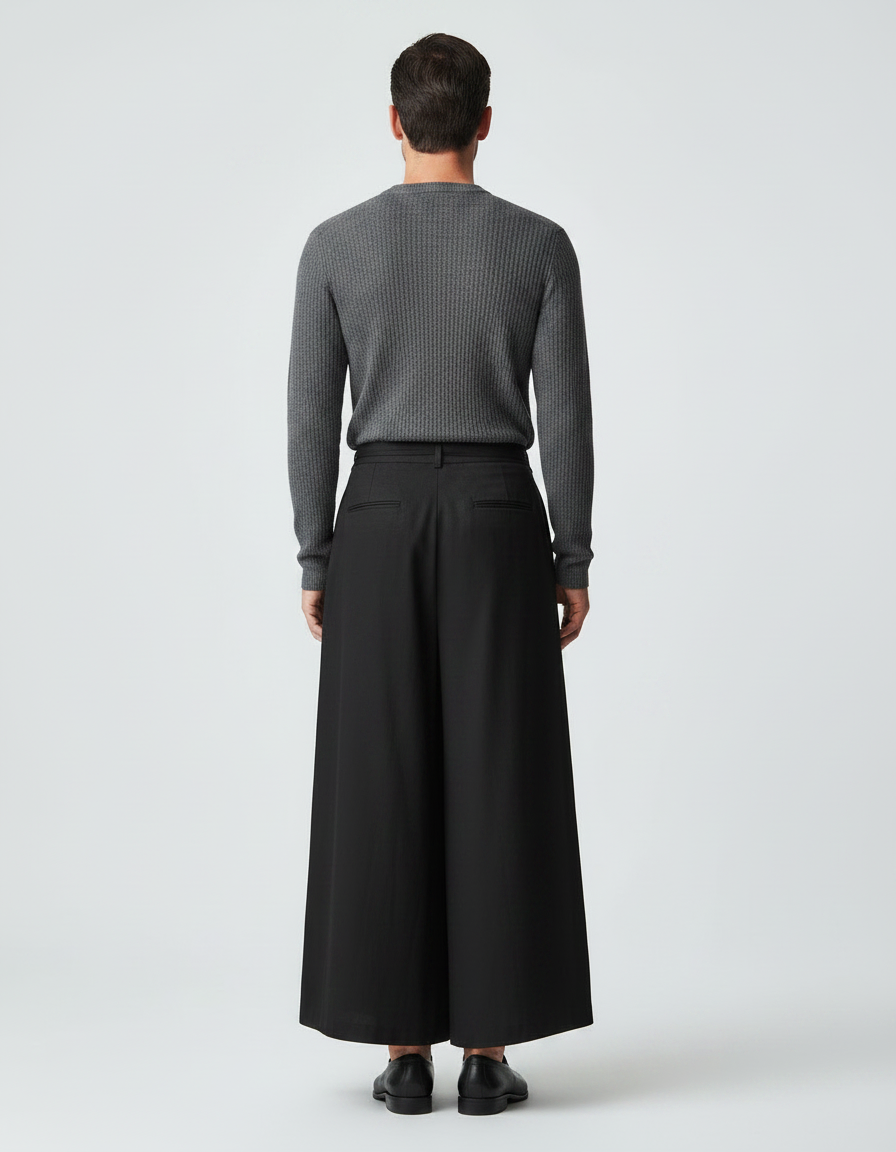 Pantalon Chinois Noir Brodé Floral Ample Ethnique - Viscose - vue 2