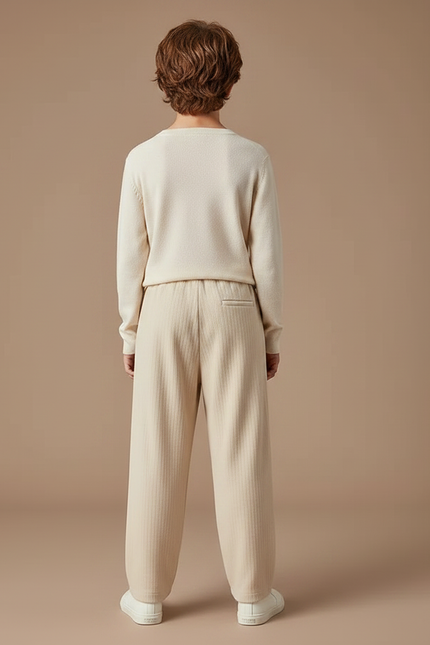 Pantalon Chinois Beige Côtelé Ample Garçon Décontracté - Cordé - vue 2