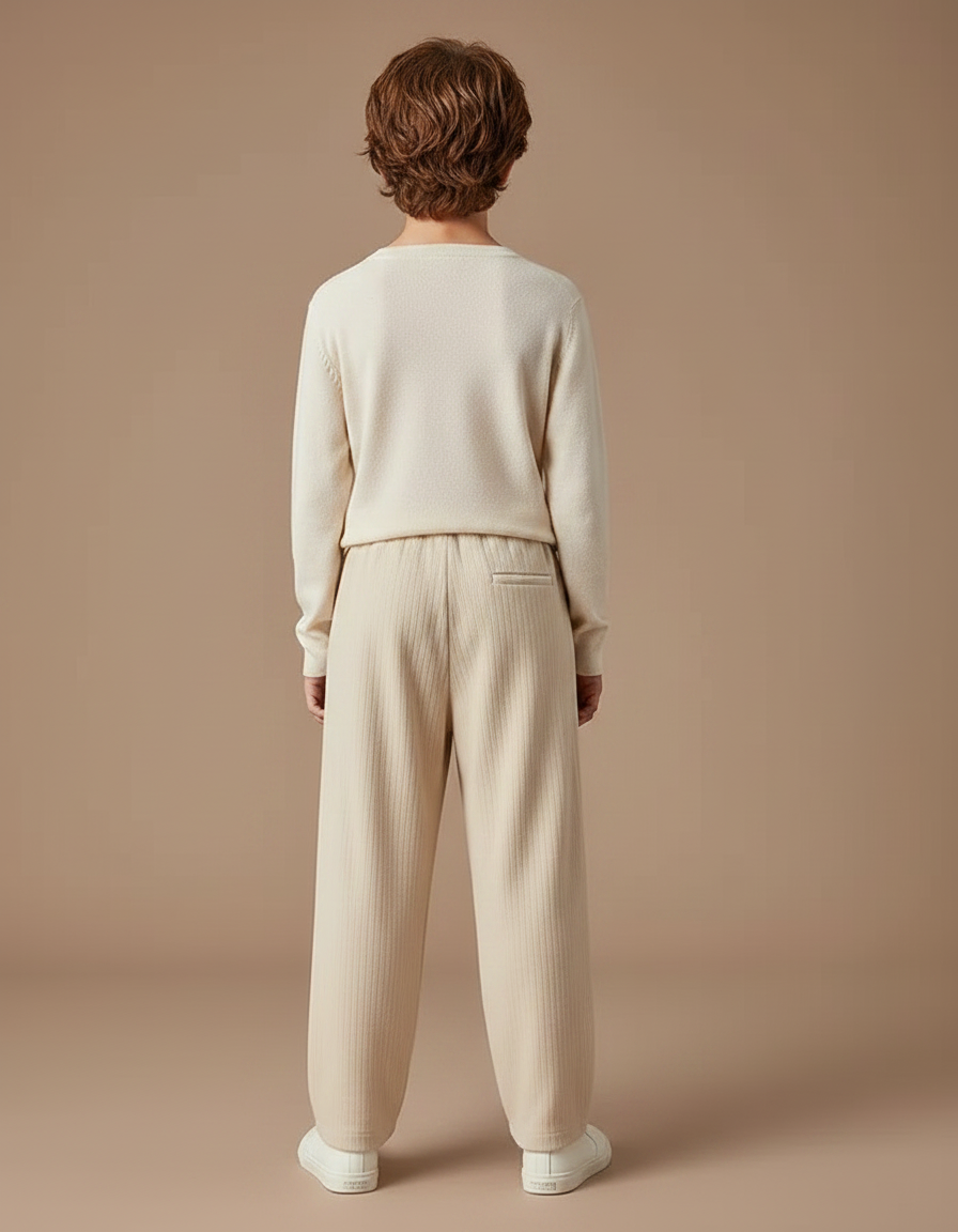 Pantalon Chinois Beige Côtelé Ample Garçon Décontracté - Cordé - vue 2