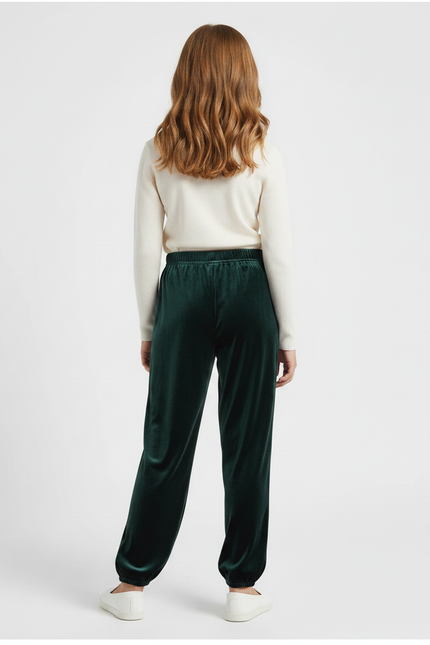 Pantalon Chinois Velours Vert Ample Élastique Enfant - vue 2