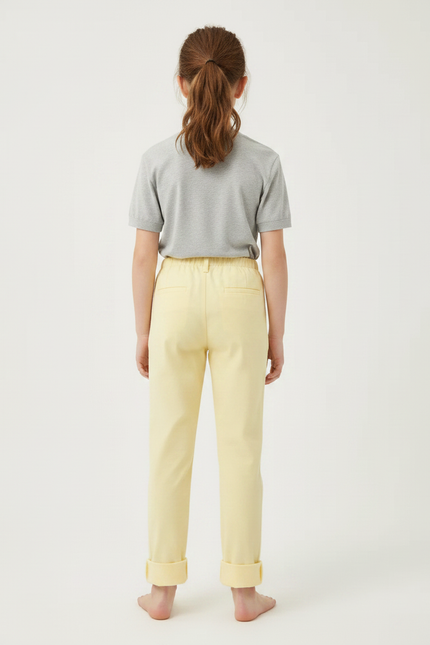 Pantalon Chinois Jaune Clair Coton Décontracté Enfant - vue 2