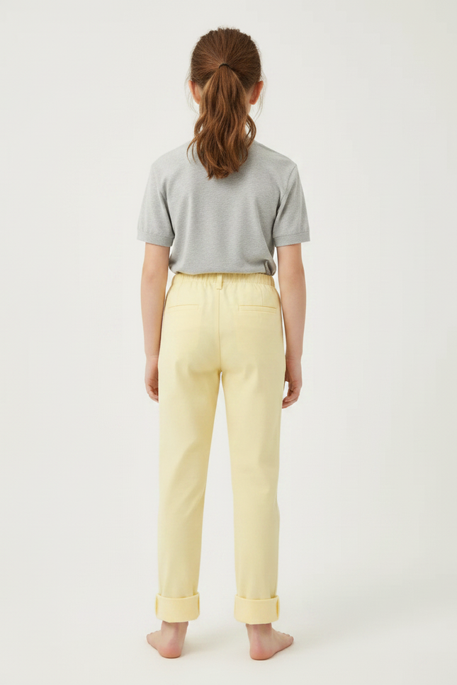 Pantalon Chinois Jaune Clair Coton Décontracté Enfant - vue 2