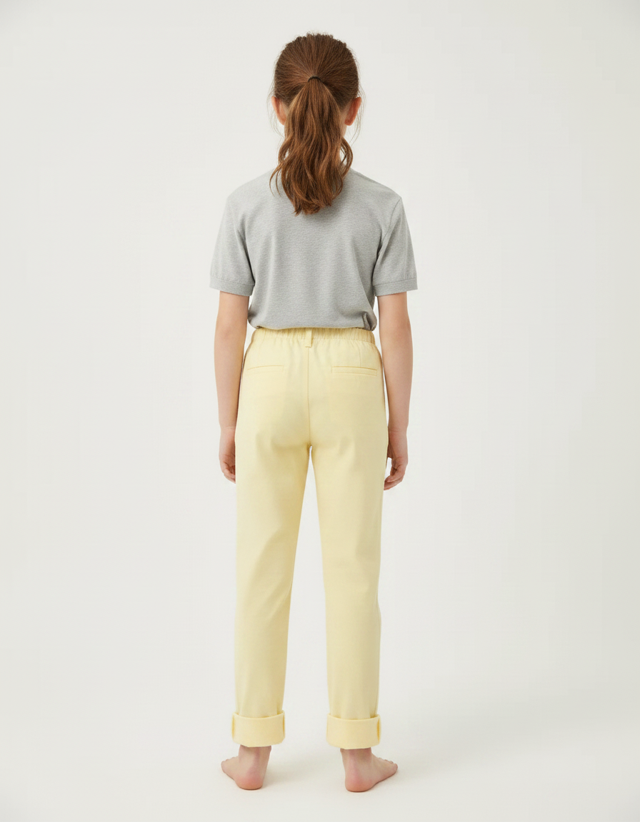 Pantalon Chinois Jaune Clair Coton Décontracté Enfant - vue 2