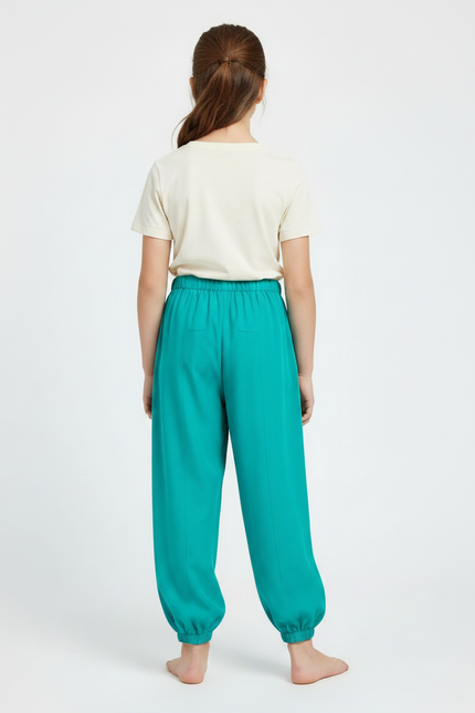 Pantalon Chinois Vert Ample Fluide Enfant - Viscose - vue 2