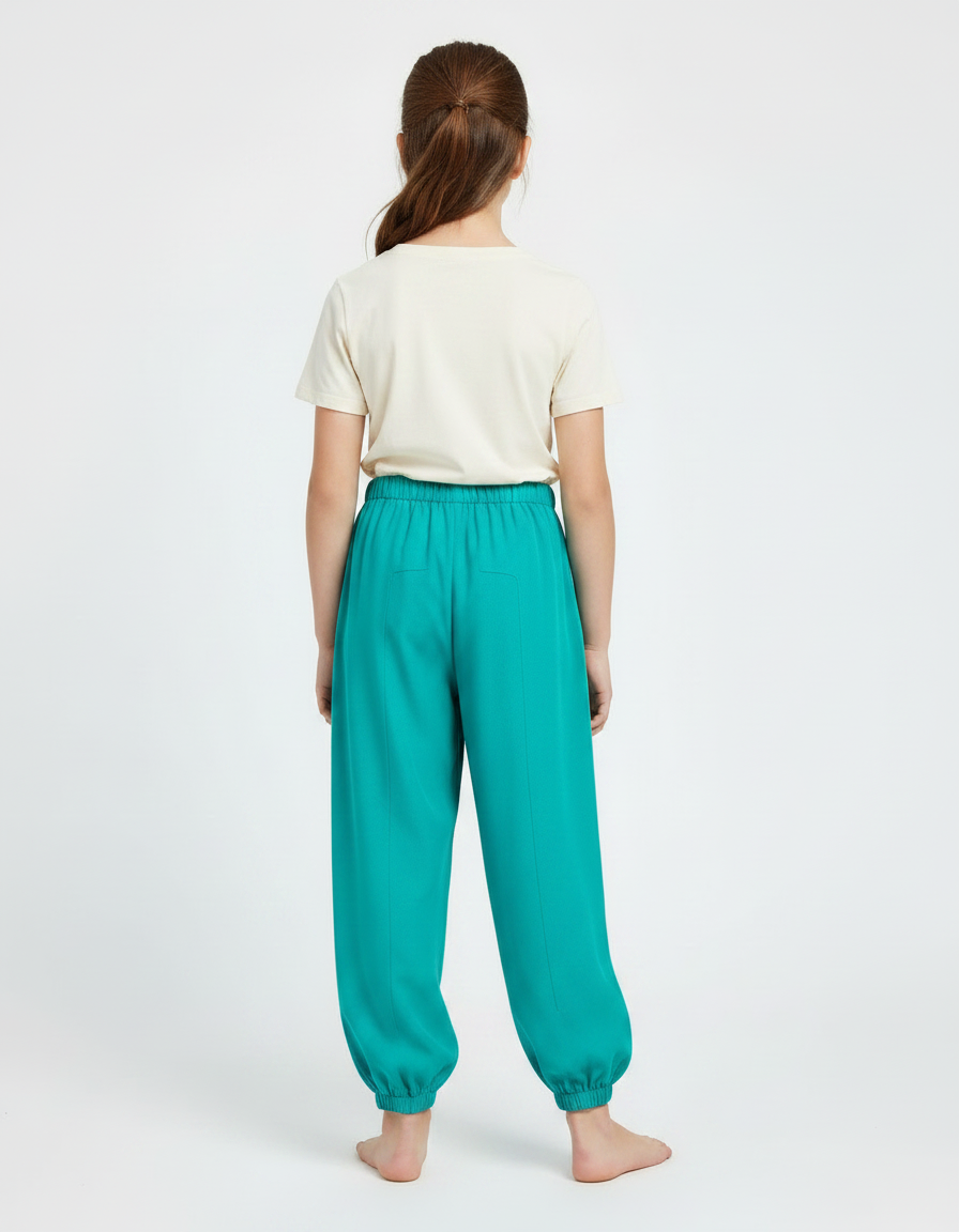 Pantalon Chinois Vert Ample Fluide Enfant - Viscose - vue 2