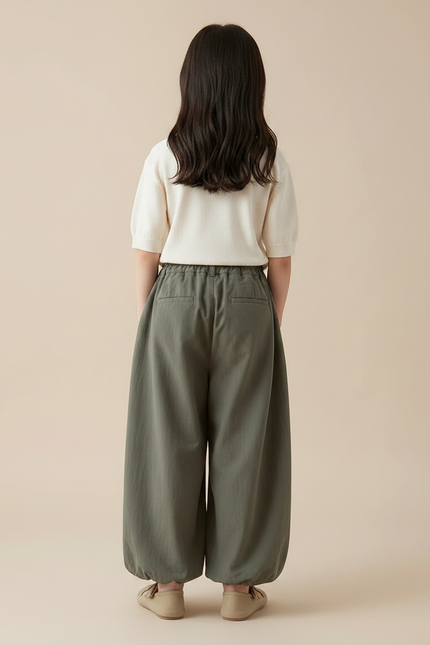 Pantalon Chinois Kaki Ample Coton Fluide Décontracté - vue 2