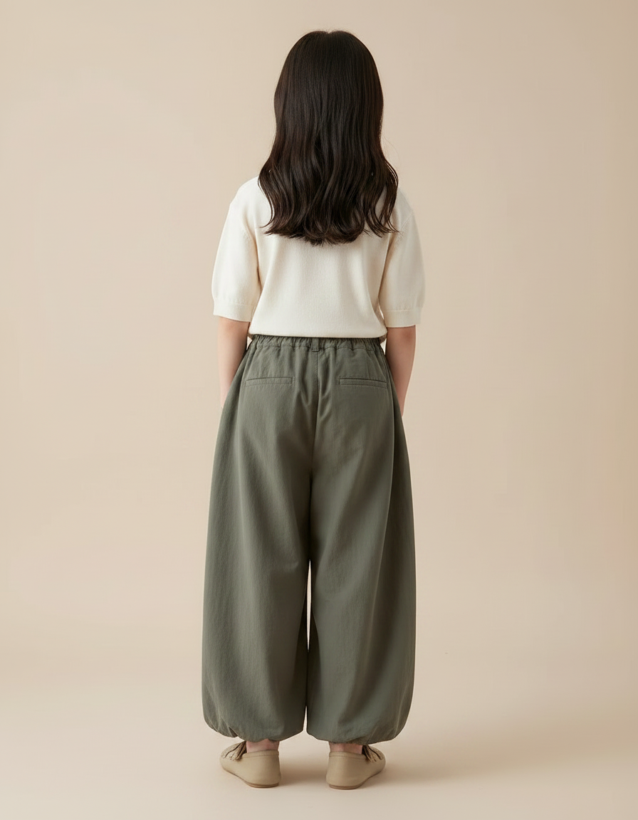 Pantalon Chinois Kaki Ample Coton Fluide Décontracté - vue 2
