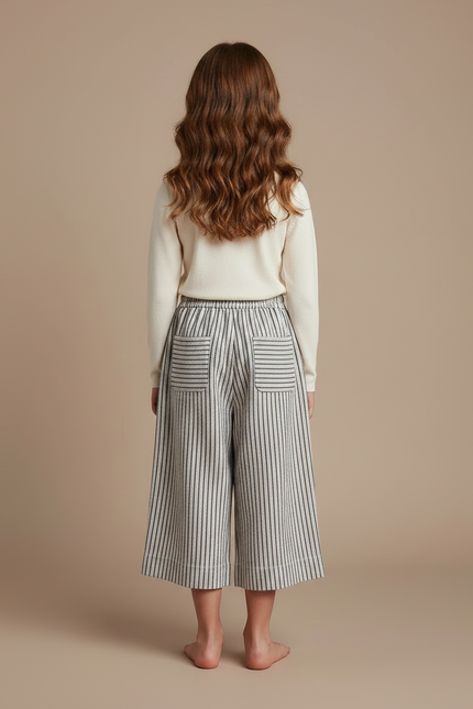 Pantalon Chinois Rayé Coton Ample Décontracté Fluide - Imprimé - vue 2