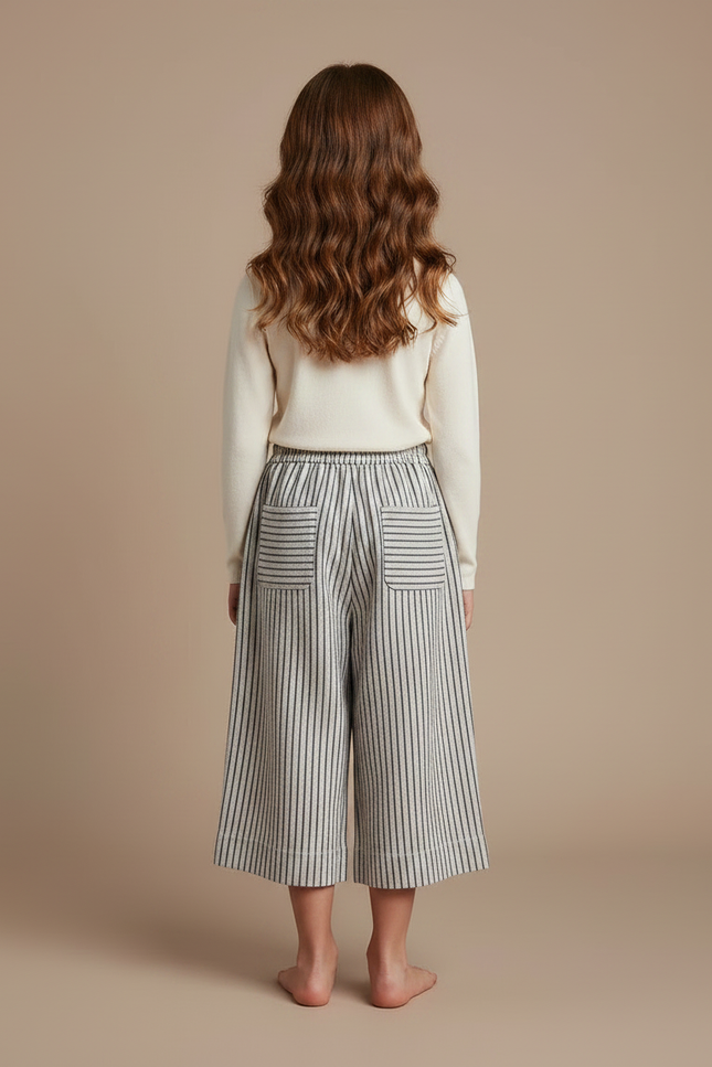 Pantalon Chinois Rayé Coton Ample Décontracté Fluide - Imprimé - vue 2