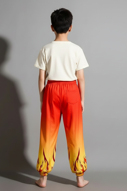 Pantalon Chinois Dégradé Flammes Ample Enfant Sportif - Multicolore Polyester - vue 2