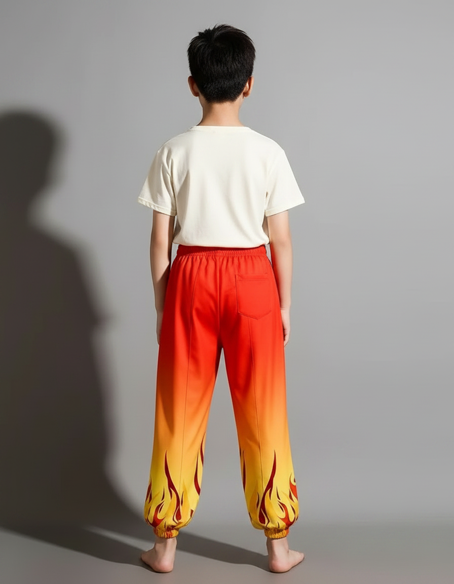 Pantalon Chinois Dégradé Flammes Ample Enfant Sportif - Multicolore Polyester - vue 2
