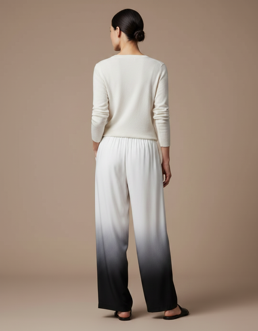 Pantalon Chinois Dégradé Ample Fluide Élégant Bicolore - Multicolore Viscose - vue 2