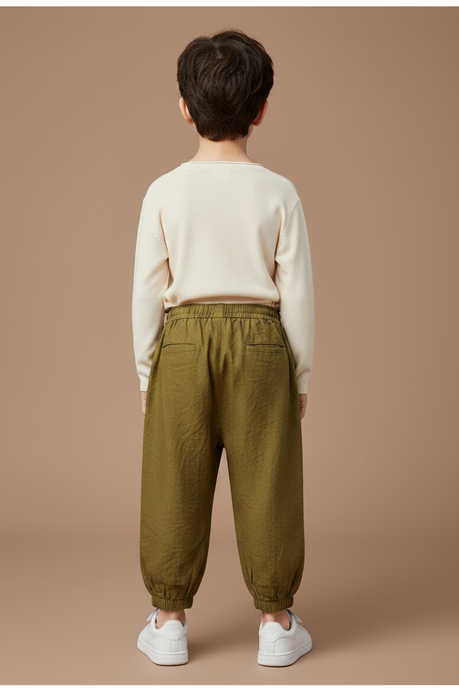 Pantalon Chinois Kaki Ample Lin Garçon Décontracté - vue 2