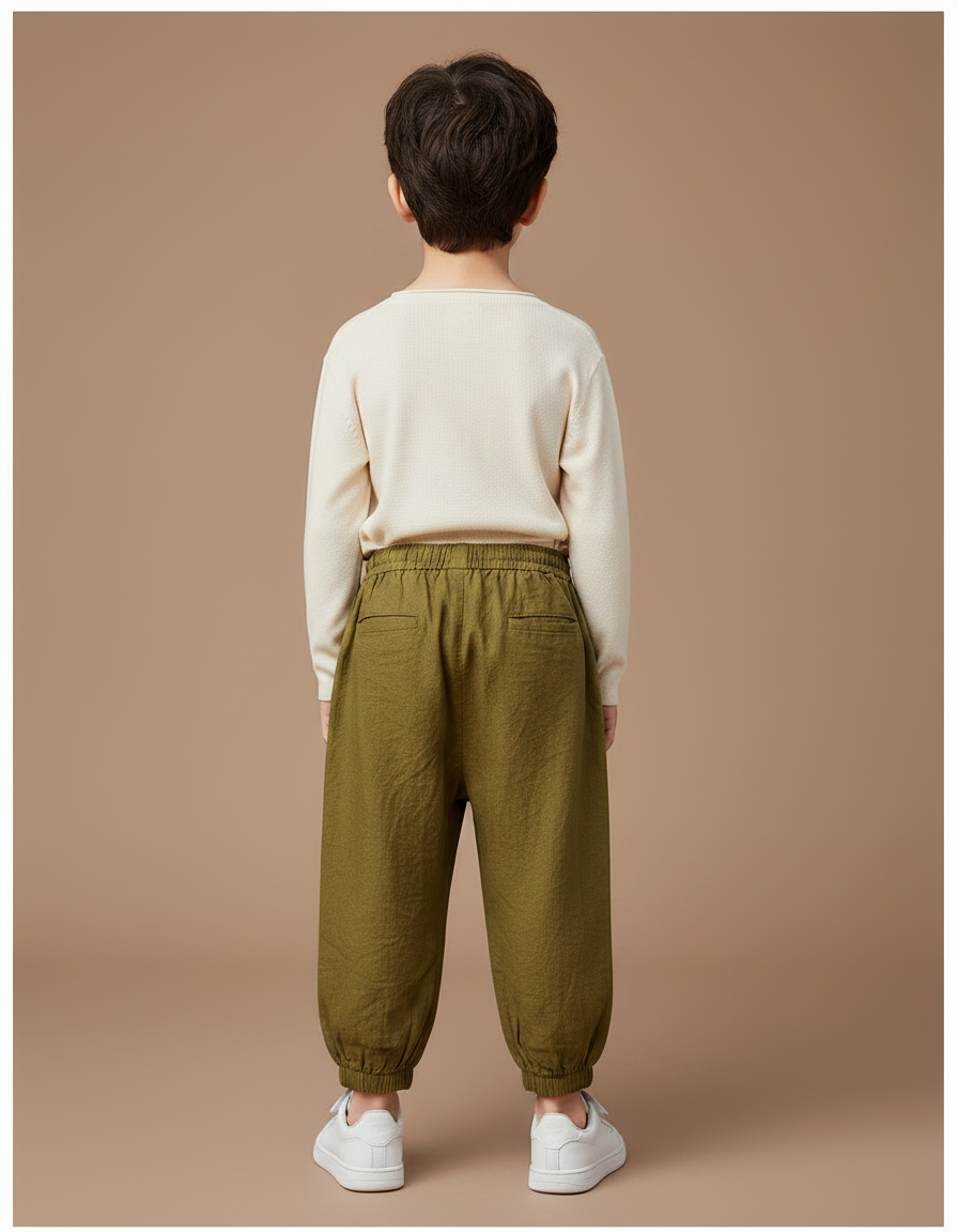 Pantalon Chinois Kaki Ample Lin Garçon Décontracté - vue 2